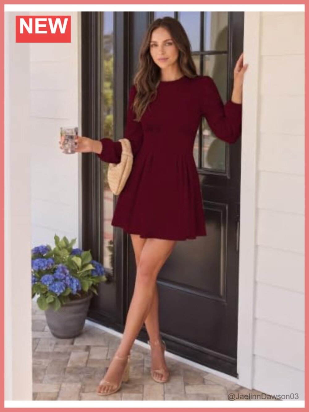 Women Puff Long Sleeve High Waist A-Line Mini Dress for Work Fall - Picture 4 of 6